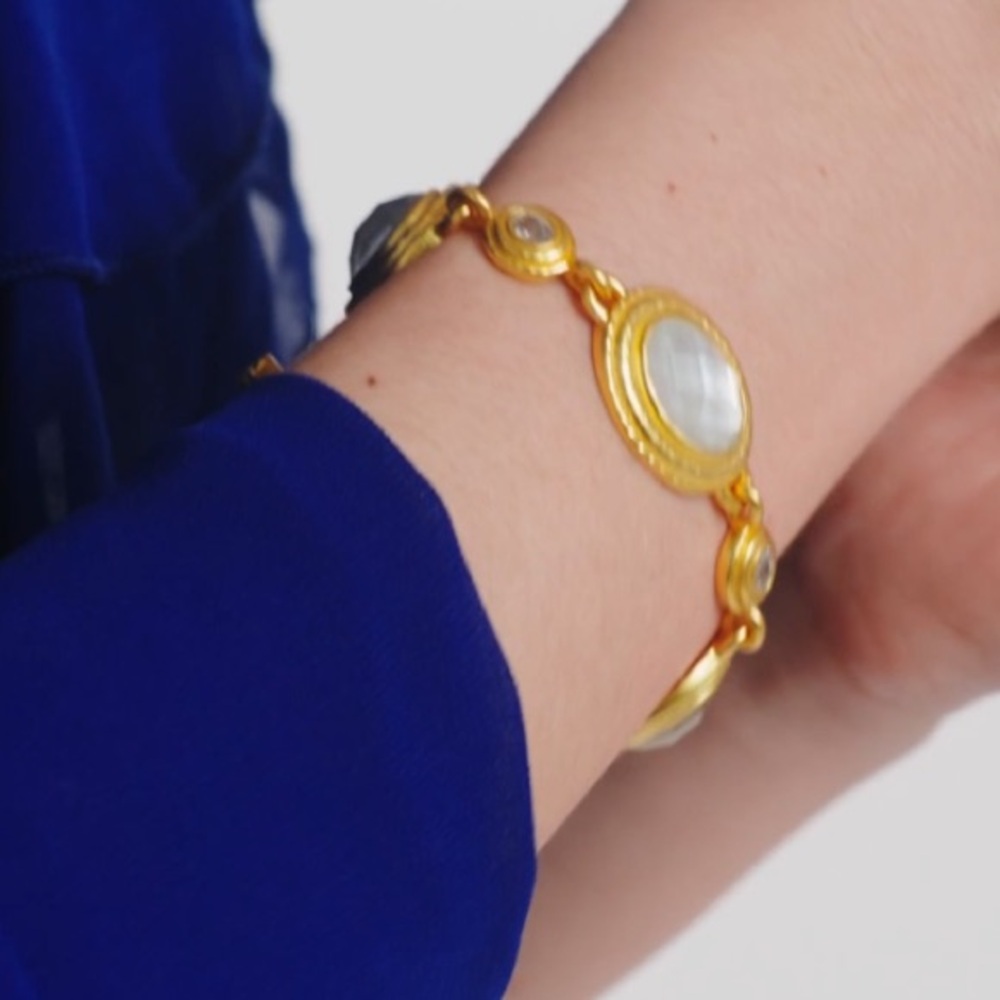 JULIE VOS® Tudor Stone Bracelet Iridescent Aquamarine Blue. - Picture 4 of 7